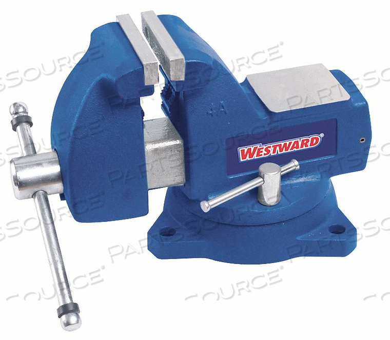 COMBINATION VISE, BODY TENSILE STRENGTH 30,000 PSI, SPINDLE TYPE COVERED, JAW FACE WIDTH 8 IN, JAW OPENING - MAXIMUM 8 1/4 IN, THROAT DEPTH by Westward COMBINATION VISE, BODY TENSILE STRENGTH 30,000 PSI, SPINDLE TYPE COVERED, JAW FACE WIDTH 8 IN, JAW OPENING - MAXIMUM 8 1/4 IN, THROAT DEPTH by Westward