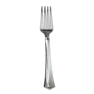 HEAVYWEIGHT PLASTIC FORKS, REFLECTIONS DESIGN, SILVER, 600/CARTON by WNA