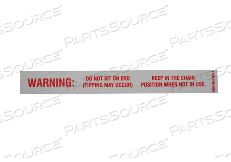 HEAD END/FOOT END WARNING LABEL FOR 5050/5051 STRETCHER CHAIR by Stryker Medical