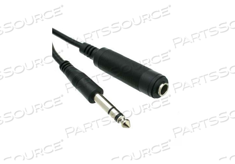 STEREO EXTENSION CABLE, BLACK, 28 AWG CABLE, 1/4 IN MALE PLUG, 1/4 IN FEMALE JACK, PVC, 25 FT by CableWholesale