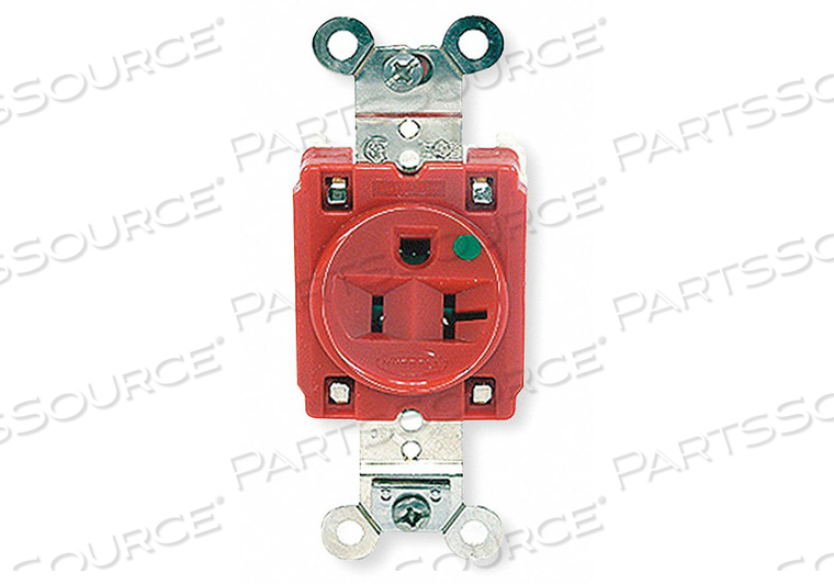 RECEPTACLE SINGLE 20A 5-20R 125V RED by Hubbell Incorporated, Wiring Device-Kellums RECEPTACLE SINGLE 20A 5-20R 125V RED by Hubbell Incorporated, Wiring Device-Kellums