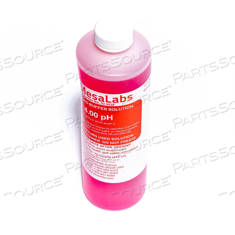 BUFFER SOLUTION, 4 PH RANGE, 16OZ VOLUME, FOR 90XL TECHNICIAN METER AND PHOENIX XL CLINICIAN METER by Mesa Laboratories, Inc. BUFFER SOLUTION, 4 PH RANGE, 16OZ VOLUME, FOR 90XL TECHNICIAN METER AND PHOENIX XL CLINICIAN METER by Mesa Laboratories, Inc.