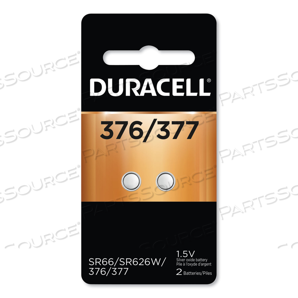 D377B2PK DURACELL, D377, BUTTON BATTERY, 1.55 V, SILVER OXIDE, 2PK by Duracell