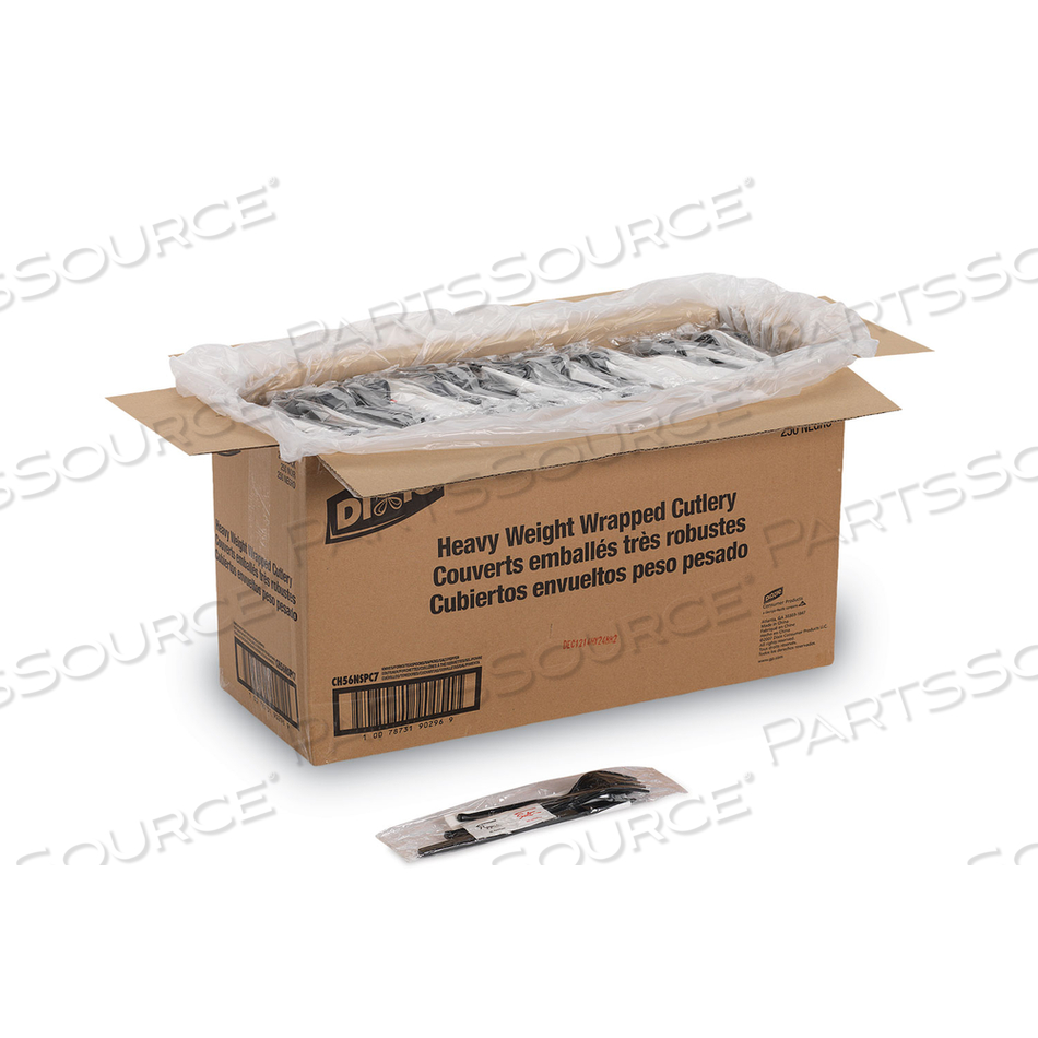 WRAPPED TABLEWARE/NAPKIN PACKETS, FORK/KNIFE/SPOON/NAPKIN, BLACK by Dixie WRAPPED TABLEWARE/NAPKIN PACKETS, FORK/KNIFE/SPOON/NAPKIN, BLACK by Dixie