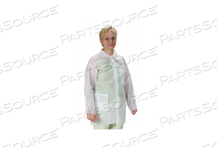 DISPOSABLE LAB COAT, ANTI-STATIC NO, ATTACHED HOOD NO, CHEST SIZE - MAXIMUM 58 1/4 IN, CLEAN PROCESS STATUS NOT CLEAN PROCESSED, CLOSURE TYP by Condor DISPOSABLE LAB COAT, ANTI-STATIC NO, ATTACHED HOOD NO, CHEST SIZE - MAXIMUM 58 1/4 IN, CLEAN PROCESS STATUS NOT CLEAN PROCESSED, CLOSURE TYP by Condor