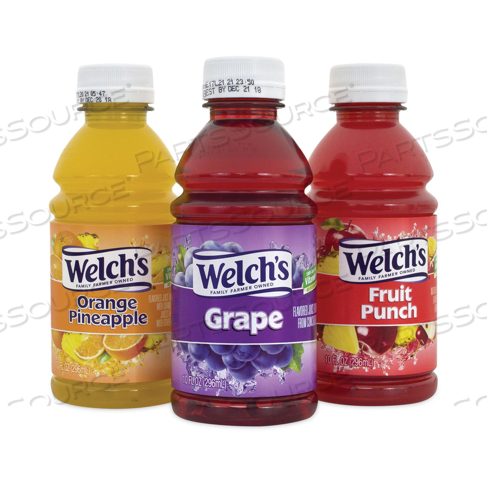 FRUIT JUICE VARIETY PACK, FRUIT PUNCH, GRAPE, AND ORANGE PINEAPPLE, 10 OZ BOTTLES, 24/CARTON 