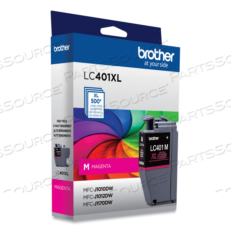 LC401XLM, HIGH YIELD, MAGENTA, ORIGINAL, INK CARTRIDGE, FOR MFC-J1010DW, MFC-J1012DW, MFC-J1170DW by Brother