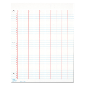 DATA PAD WITH NUMBERED COLUMN HEADINGS, DATA/LAB-RECORD FORMAT, WIDE/LEGAL RULE, 10 COLUMNS, 8.5 X 11, WHITE, 50 SHEETS by Tops