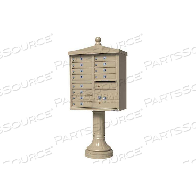 VITAL CLUSTER BOX UNIT W/VOGUE TRADITIONAL ACCESSORIES, 12 UNIT & 1 PARCEL LOCKER, SANDSTONE by Florence Manufacturing Company VITAL CLUSTER BOX UNIT W/VOGUE TRADITIONAL ACCESSORIES, 12 UNIT & 1 PARCEL LOCKER, SANDSTONE by Florence Manufacturing Company