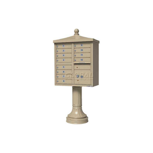 VITAL CLUSTER BOX UNIT W/VOGUE TRADITIONAL ACCESSORIES, 12 UNIT & 1 PARCEL LOCKER, SANDSTONE by Florence Manufacturing Company