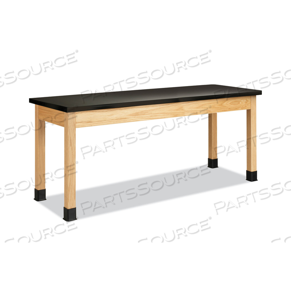 CLASSROOM SCIENCE TABLE, 72W X 24D X 30H, BLACK HIGH PRESSURE LAMINATE (HPL) TOP, OAK BASE 