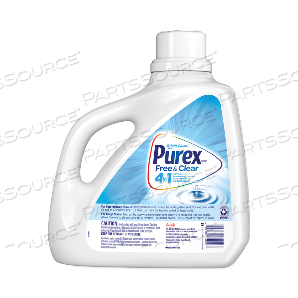 FREE AND CLEAR LIQUID LAUNDRY DETERGENT, UNSCENTED, 150 OZ BOTTLE by Purex FREE AND CLEAR LIQUID LAUNDRY DETERGENT, UNSCENTED, 150 OZ BOTTLE by Purex