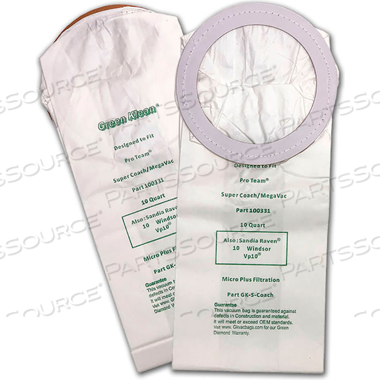 PERFECT VAC MODEL PB1001 BACKPACK 10 QT. REPLACEMENT VACUUM BAGS 