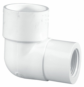90° REDUCING ELBOW, 1 IN X 1/2 IN FITTING PIPE SIZE, SCHEDULE 40, FEMALE SOCKET X FEMALE NPT, WHITE by Lasco 90° REDUCING ELBOW, 1 IN X 1/2 IN FITTING PIPE SIZE, SCHEDULE 40, FEMALE SOCKET X FEMALE NPT, WHITE by Lasco