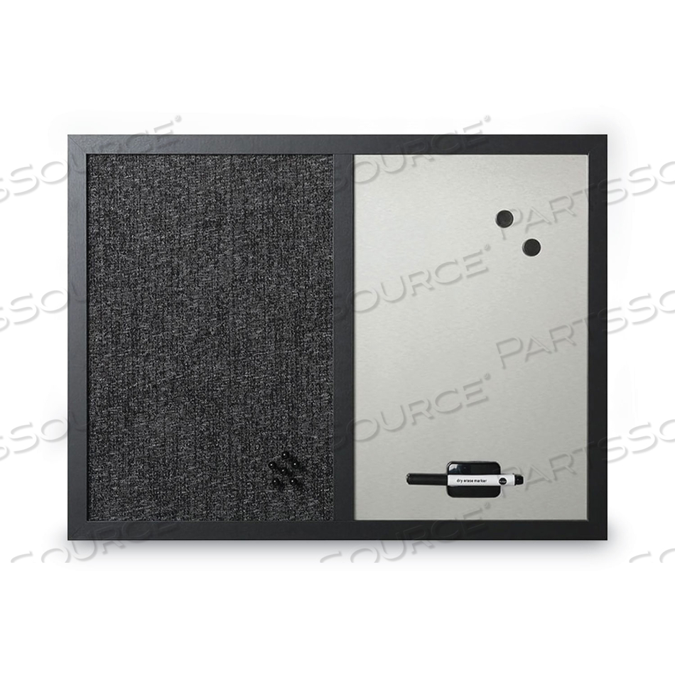 MASTERVISION COMBO SILVER DRY-ERASE & BLACK FABRIC BULLETIN BOARD, 18" X 24", BLACK FRAME by MasterVision
