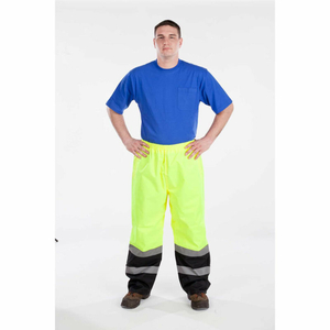 HI-VIS NYLON PANTS W/ELASTIC WAIST, ANSI CLASS E, 30"L, 4XL, LIME/BLACK by Utility Pro Wear