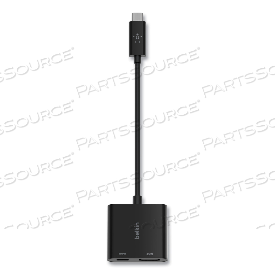 USB-C TO HDMI + CHARGE ADAPTER, ADAPTER, USB-C MALE TO HDMI, USB-C (POWER ONLY) FEMALE, BLACK, 4K SUPPORT, USB POWER DELIVERY (60W) by Belkin