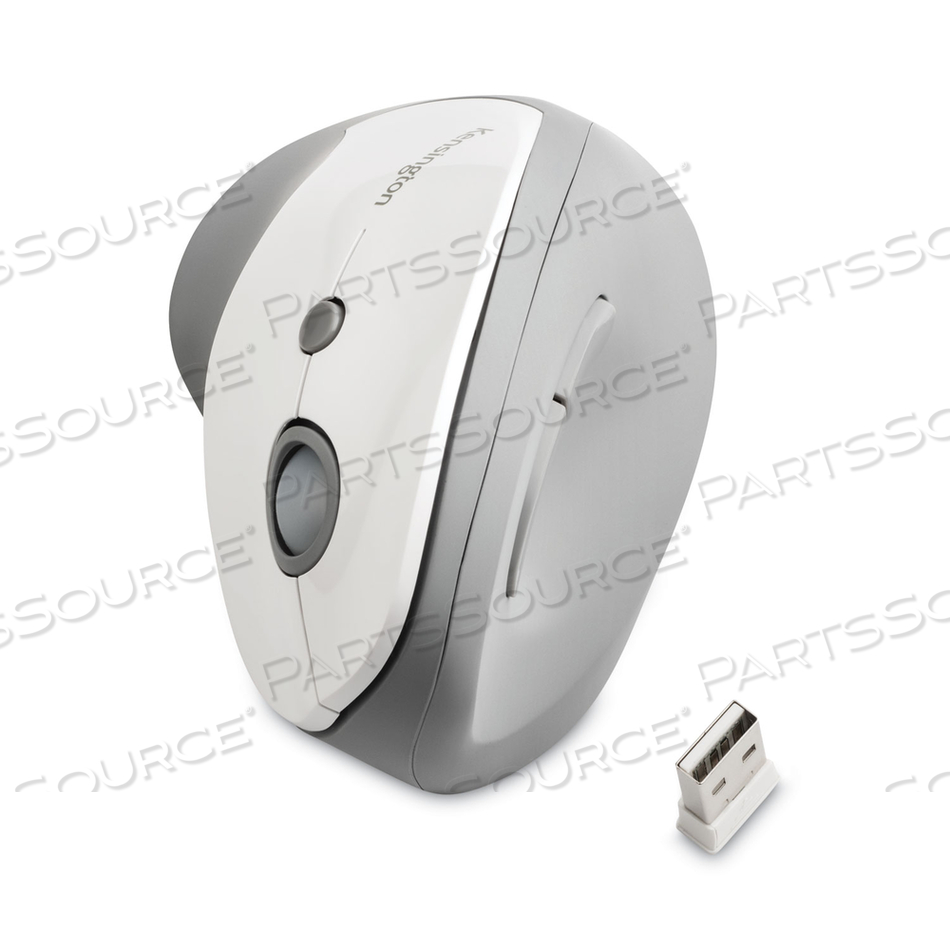 PRO FIT ERGO VERTICAL WIRELESS MOUSE, 2.4 GHZ FREQUENCY/65.62 FT WIRELESS RANGE, RIGHT HAND USE, GRAY by Kensington Computer Products