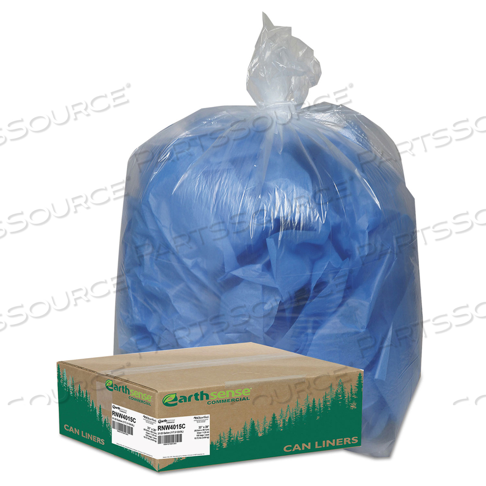 LINEAR LOW DENSITY CLEAR RECYCLED CAN LINERS, 33 GAL, 1.25 MIL, 33" X 39", CLEAR, 10 BAGS/ROLL by Earthsense
