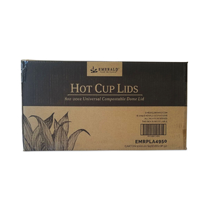 PLANT TO PLASTIC FULLY CLOSED PLA HOT CUP LID, FITS 8 OZ TO 20 OZ, WHITE, 50/PACK, 20 PACKS/CARTON by Emerald