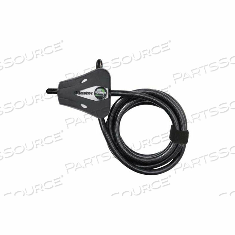 6FT (1.8M) LONG X 5/16IN (8MM) DIAMETER PYTHON ADJUSTABLE LOCKING CABLE, SILVER AND BLACK by Master Lock