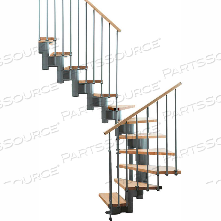 KOMPACT MODULAR STAIRCASE KIT, (88-5/8" TO 119-1/4"), *U* 35" TREAD, GRAY 