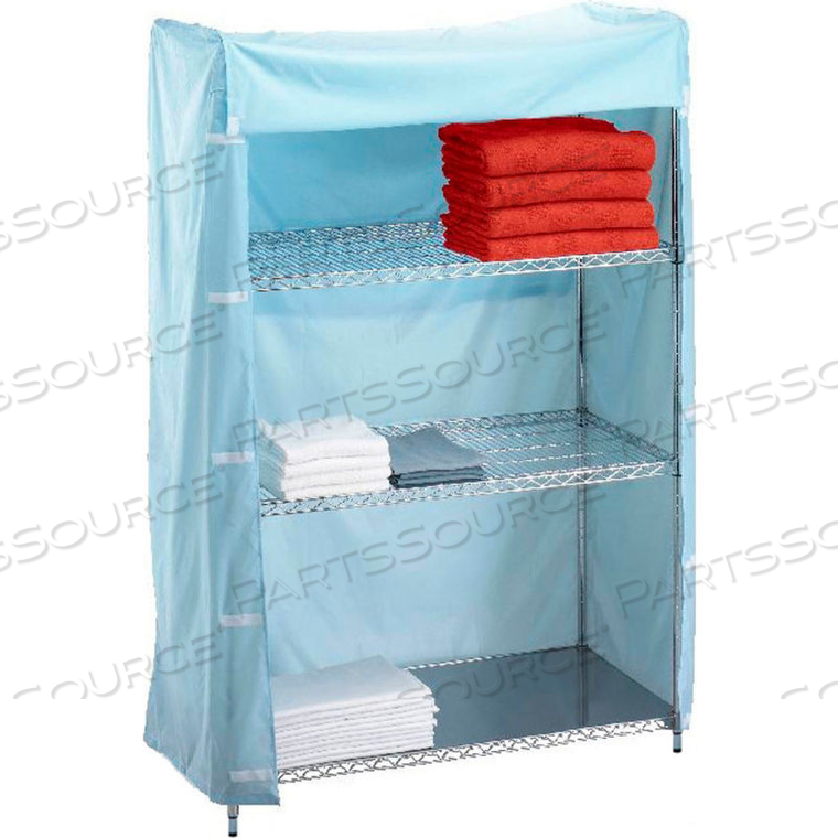 LINEN CART NYLON COVER, 36"L X 24"W X 72"H, LIGHT BLUE 