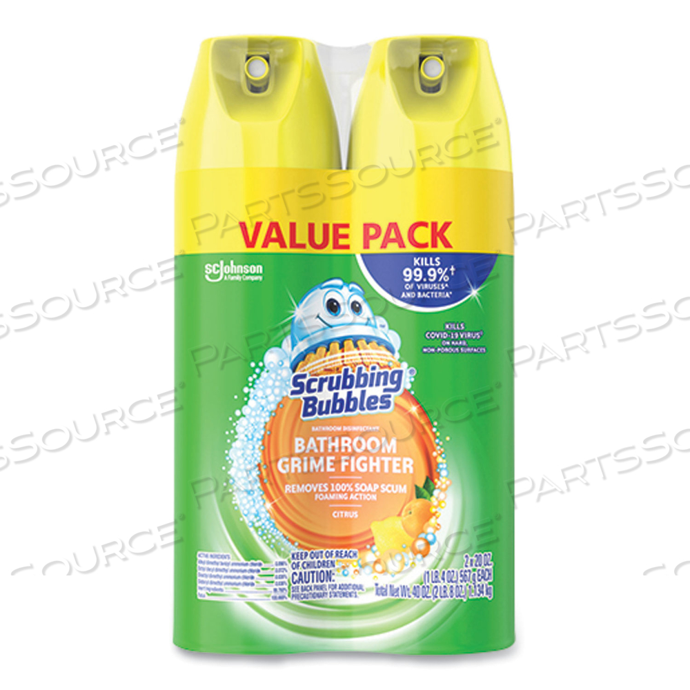 BATHROOM DISINFECTANT GRIME FIGHTER AEROSOL, CITRUS SCENT, 20 OZ AEROSOL CAN by Scrubbing Bubbles