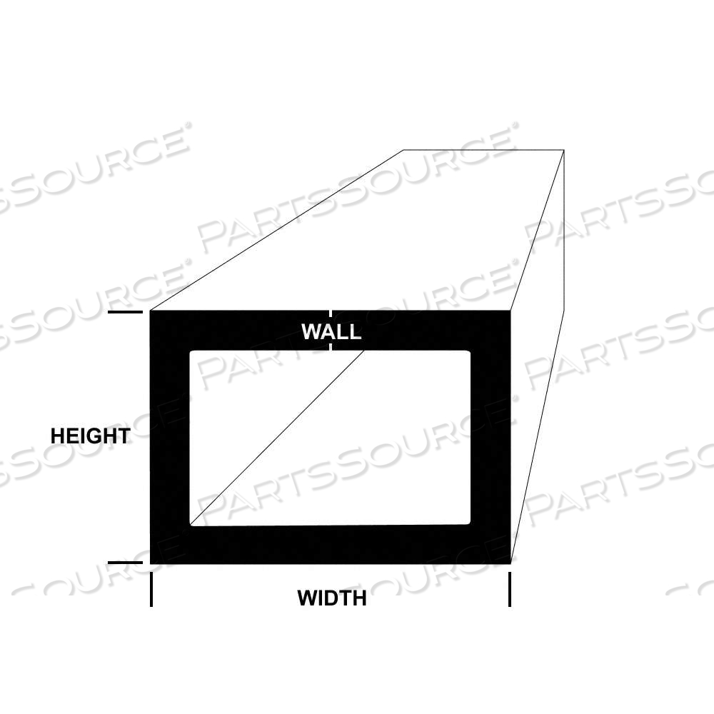 ALUMINUM RECTANGULAR TUBE 6063, 12 IN OVERALL LG, 2 IN OUTSIDE HT, 3 IN OUTSIDE WD, MILL, EXTRUDED by Approved Vendor ALUMINUM RECTANGULAR TUBE 6063, 12 IN OVERALL LG, 2 IN OUTSIDE HT, 3 IN OUTSIDE WD, MILL, EXTRUDED by Approved Vendor