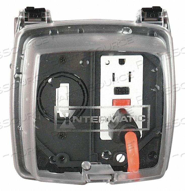 WEATHERPROOF RECEPTACLE COVER, 5.50 IN. H X 5.00 IN. W X 2.25 IN. D, POLYCARBONATE, CLEAR by Intermatic WEATHERPROOF RECEPTACLE COVER, 5.50 IN. H X 5.00 IN. W X 2.25 IN. D, POLYCARBONATE, CLEAR by Intermatic