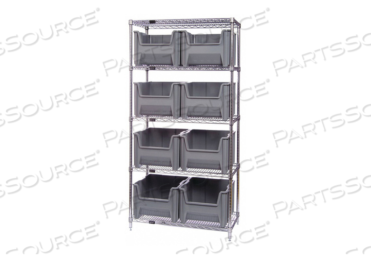 F1591 BIN SHELVING 74 OVERALL H 8 BINS BLUE by Quantum Storage Systems F1591 BIN SHELVING 74 OVERALL H 8 BINS BLUE by Quantum Storage Systems