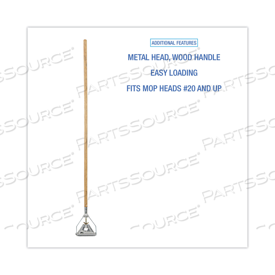 QUICK CHANGE METAL HEAD WOODEN MOP HANDLE, JUNIOR, 0.88" DIA X 54", NATURAL by Boardwalk
