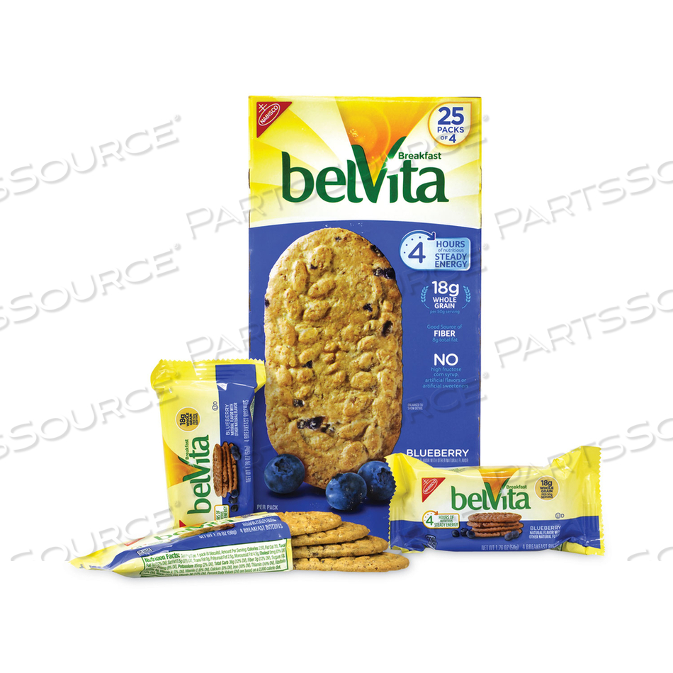 BELVITA BREAKFAST BISCUITS, BLUEBERRY, 1.76 OZ PACK, 25 PACKS/BOX 