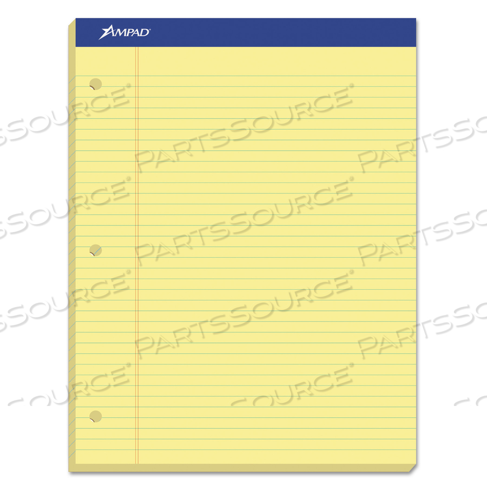 DOUBLE SHEET PADS, MEDIUM/COLLEGE RULE, 100 CANARY-YELLOW 8.5 X 11.75 SHEETS by Ampad Corporation