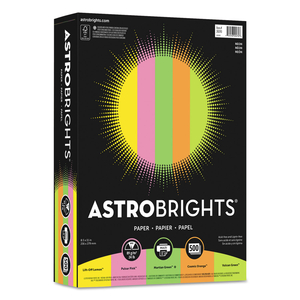 COLOR PAPER - "NEON" ASSORTMENT, 24 LB BOND WEIGHT, 8.5 X 11, ASSORTED NEON COLORS, 500/REAM by Astrobrights COLOR PAPER - "NEON" ASSORTMENT, 24 LB BOND WEIGHT, 8.5 X 11, ASSORTED NEON COLORS, 500/REAM by Astrobrights