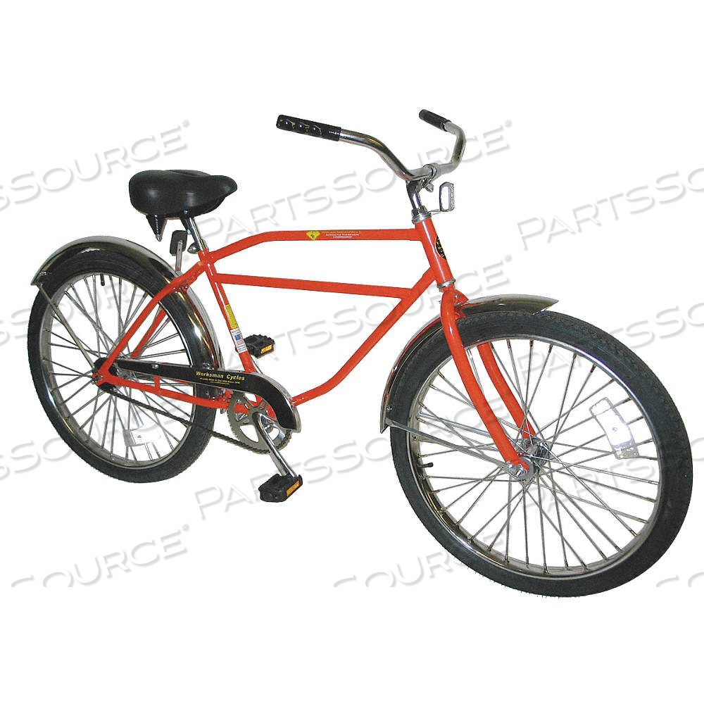 WORKSMAN BICYCLE, 72 IN, ORANGE, 275 LB MAX LOAD CAPACITY, 2 1/8 IN TIRE WD, SOLID, DRUM, COASTER by Approved Vendor