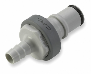 3/8 HOSE BARB VALVED MOLDED GREY POLYPROPYLENE COUPLING INSERT by Colder Products Company