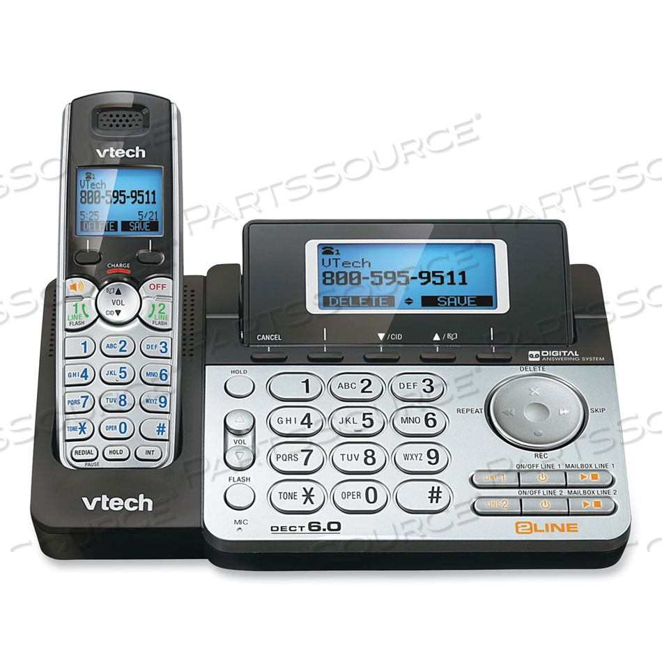 DS6151-2 TWO-HANDSET TWO-LINE CORDLESS PHONE WITH ANSWERING SYSTEM, BLACK/SILVER by Vtech DS6151-2 TWO-HANDSET TWO-LINE CORDLESS PHONE WITH ANSWERING SYSTEM, BLACK/SILVER by Vtech