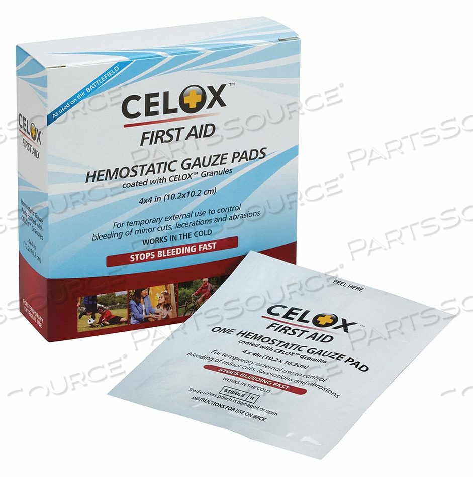 GAUZE PAD STERILE BEIGE CHITOSAN PK10 by Celox GAUZE PAD STERILE BEIGE CHITOSAN PK10 by Celox