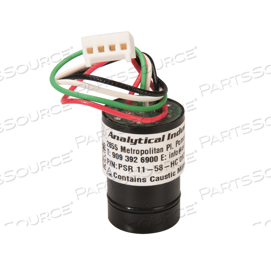 OXYGEN, GALVANIC SENSOR, 0.72 IN ID, 0.87 IN OD DIA, MOLEX, RECESSED 4 PIN HUDSON STYLE MALE, 0 TO 100%, BLACK, WHITE, 7 TO 14 MV SIGNAL OUT 