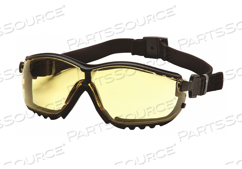 V2G EYEWEAR AMBER ANTI-FOG LENS, BLACK STRAP/TEMPLES by Pyramex