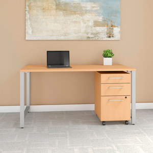 60"W X 30"D TABLE DESK WITH MOBILE FILE CABINET - NATURAL MAPLE - 400 SERIES by Bush Industries