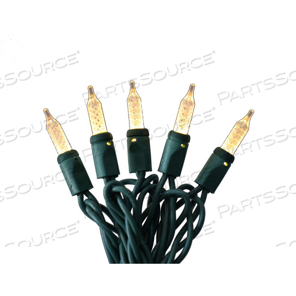 LED HOLIDAY STRING LIGHTS, 23 11/16 FT STRING LG, 70 LEDS, WARM WHITE, 5.2 W WATT, 120 V AC VOLT by Approved Vendor