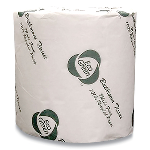 RECYCLED 2-PLY STANDARD TOILET PAPER, SEPTIC SAFE, WHITE, 600 SHEETS/ROLL, 48 ROLLS/CARTON by Eco Green