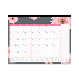 MONTHLY DESK PAD CALENDAR, 22 X 17, PINK/WHITE SHEETS, CLEAR BINDING, CLEAR CORNERS, 12-MONTH (JAN TO DEC): 2023 by Brownline