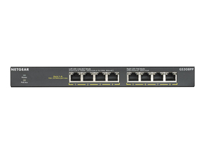 GS308PP, SWITCH, UNMANAGED, 8 X 10/100/1000 (POE+), DESKTOP, WALL-MOUNTABLE, POE+ (83 W), DC POWER by Netgear