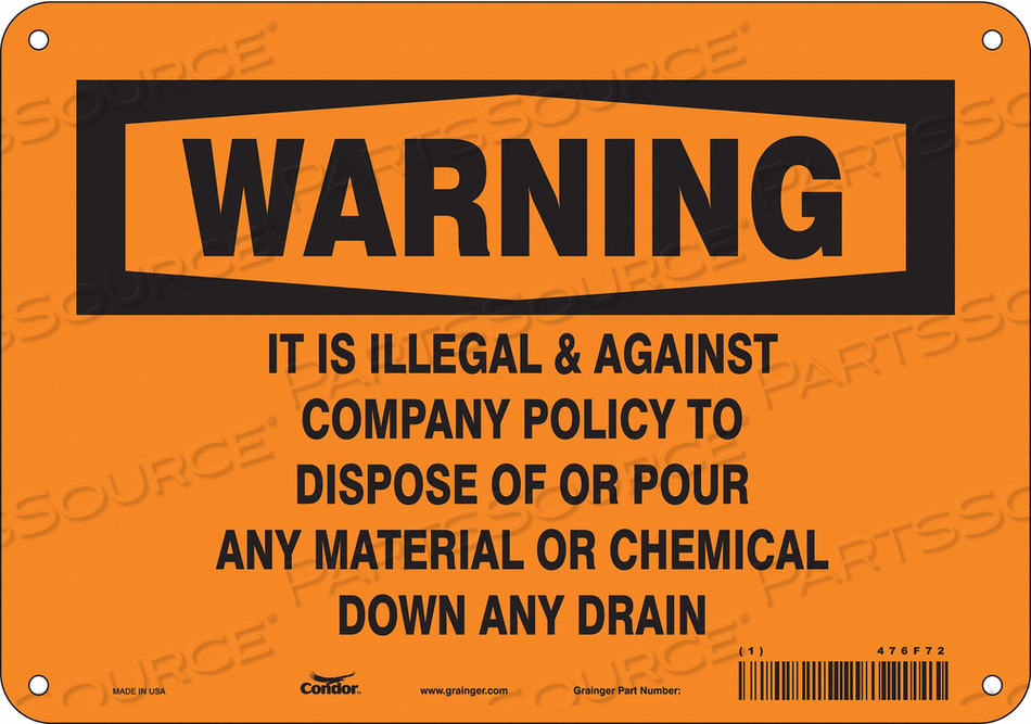 CHEMICAL SIGN 10 W 7 H 0.055 THICKNESS 