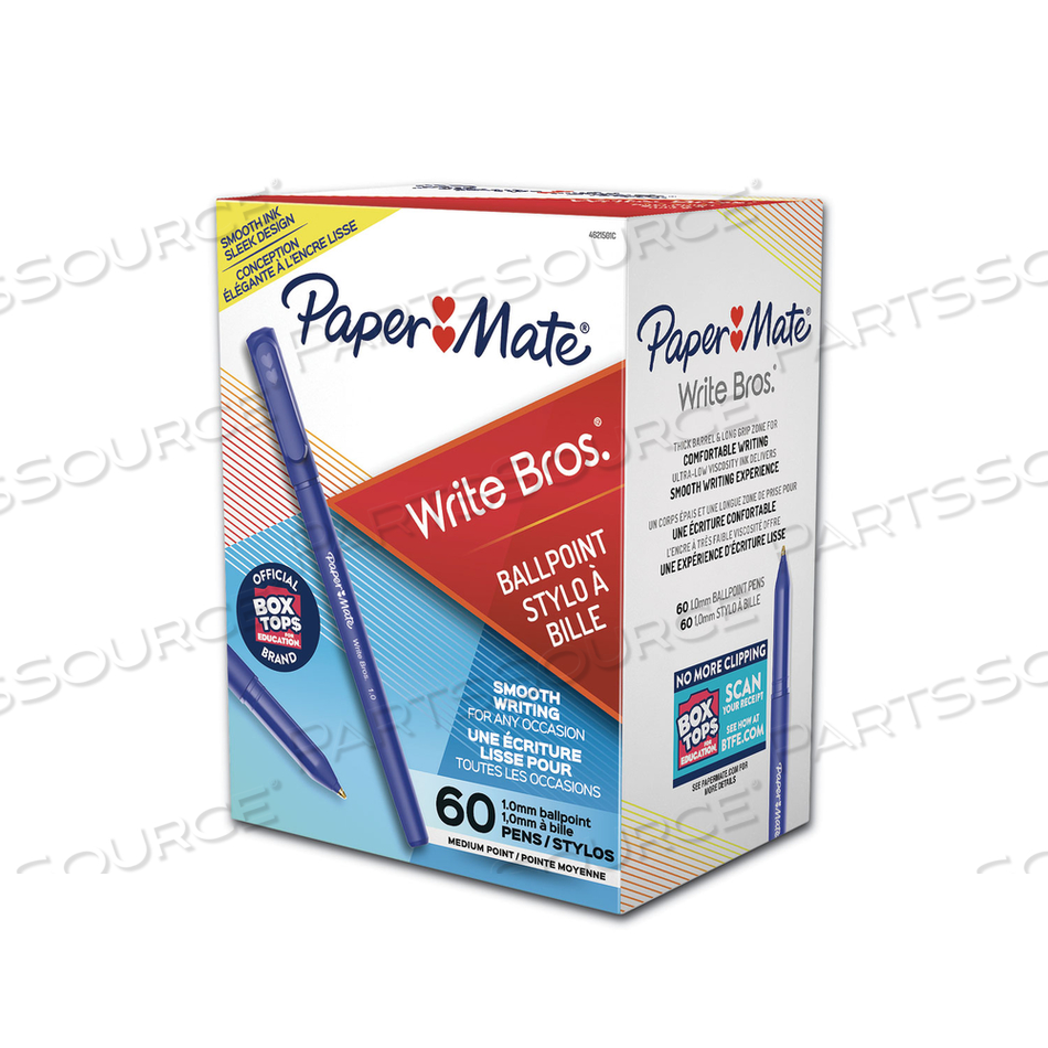 WRITE BROS. BALLPOINT PEN VALUE PACK, STICK, MEDIUM 1 MM, BLUE INK, BLUE BARREL by Paper Mate WRITE BROS. BALLPOINT PEN VALUE PACK, STICK, MEDIUM 1 MM, BLUE INK, BLUE BARREL by Paper Mate