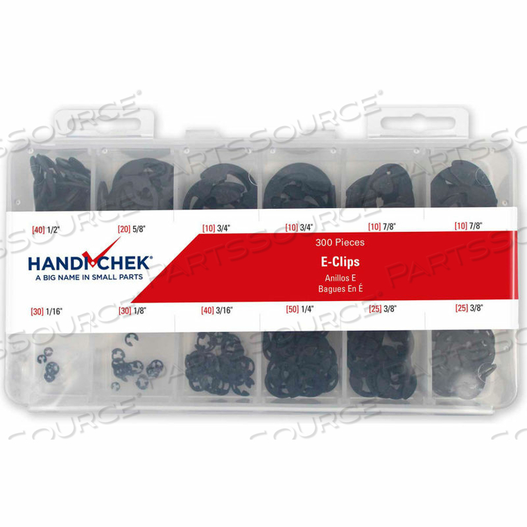 E-CLIP ASSORTMENT CARBON SPRING STEEL PHOSPHATE 300 PIECE HANDI-CHEK VERSION 