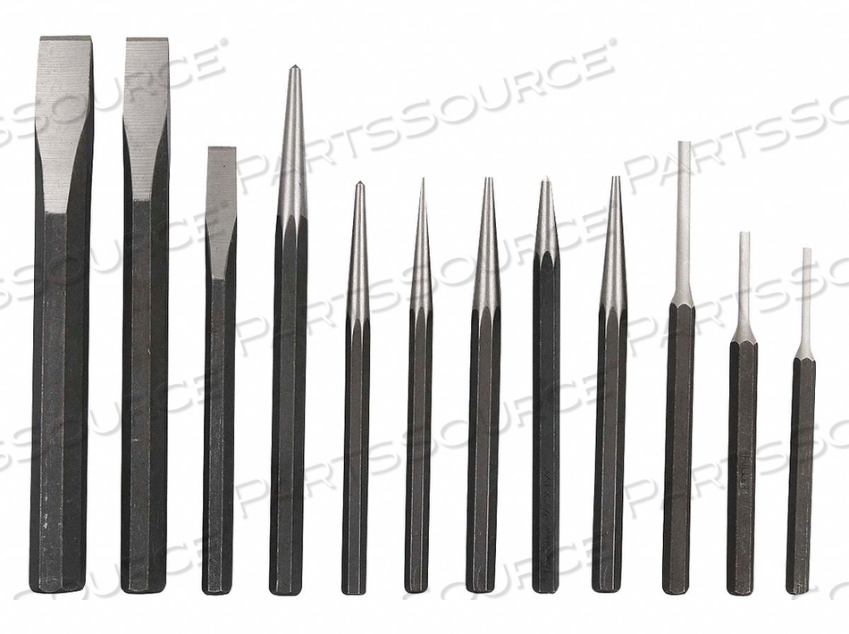 PUNCH AND CHISEL SET, SET TYPE PUNCH AND CHISEL SET, TYPES INCLUDED CENTER PUNCH, FLAT CHISEL, PIN PUNCH, PRICK PUNCH, STARTING PUNCH, NUMBE by Westward PUNCH AND CHISEL SET, SET TYPE PUNCH AND CHISEL SET, TYPES INCLUDED CENTER PUNCH, FLAT CHISEL, PIN PUNCH, PRICK PUNCH, STARTING PUNCH, NUMBE by Westward